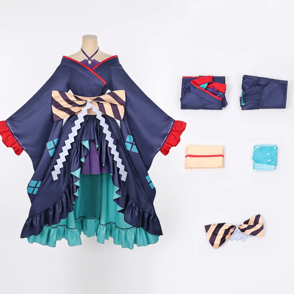 2026 Anime Style Printed Polyester Cosplay Costume Set Kimono Inspired Character Outfit Adults Stage Performance Wear