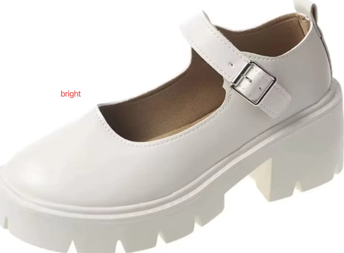 2026 New Japanese Style Women Round Toe Platform Black PU Leather Student Cosplay Daily Fashion Shoes