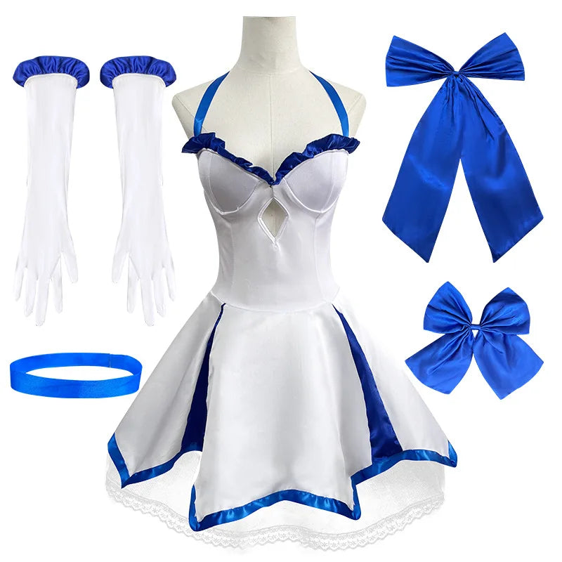 Sebaliri Women Cosplay Costume Dress Polyester Character Outfit Blue White Uniform Style for Anime Event Performance