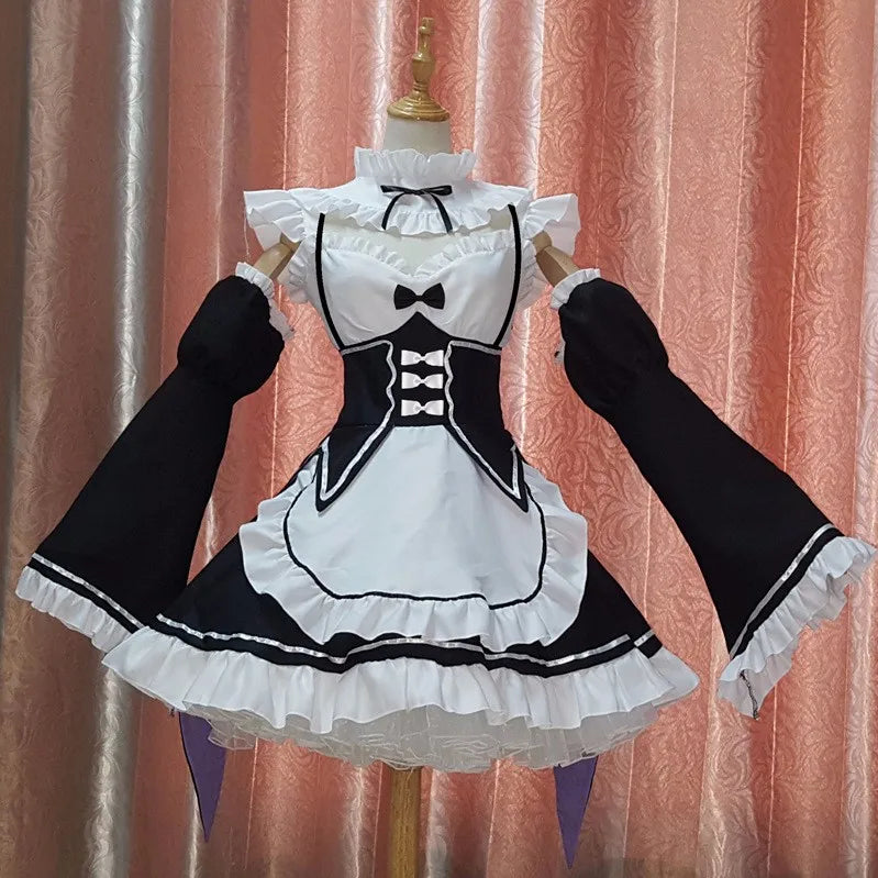 Rem Ram Maid Cosplay Costumes Re:Zero Kara Hajimeru Isekai Seikatsu Kawaii Cos Dresses Re Life in a Different World Anime Maid