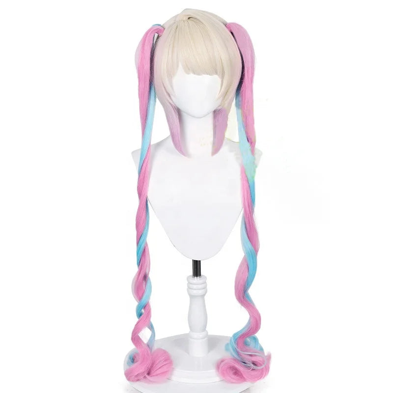 Wholesale Needy Girl Overdose KAngel Wig Cosplay With Ponytails 120cm Long Curly Multi Colors Lolita Kawaii Synthetic Hair Wig