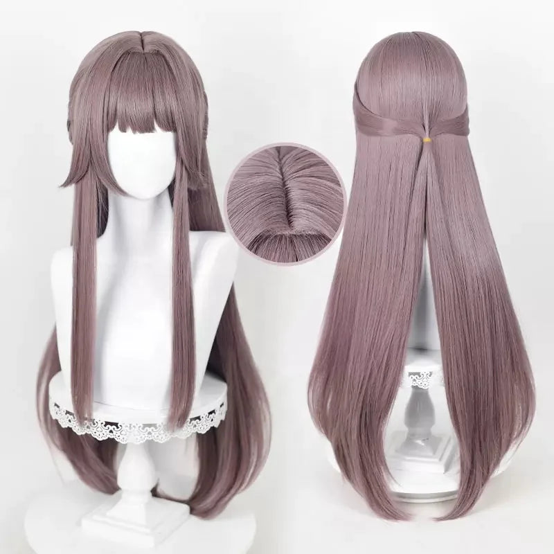 Wholesale 85cm Long Straight Taro Mixed Honkai Star Rail Game Herta Cosplay Wig Synthetic Anime Halloween Party Wig