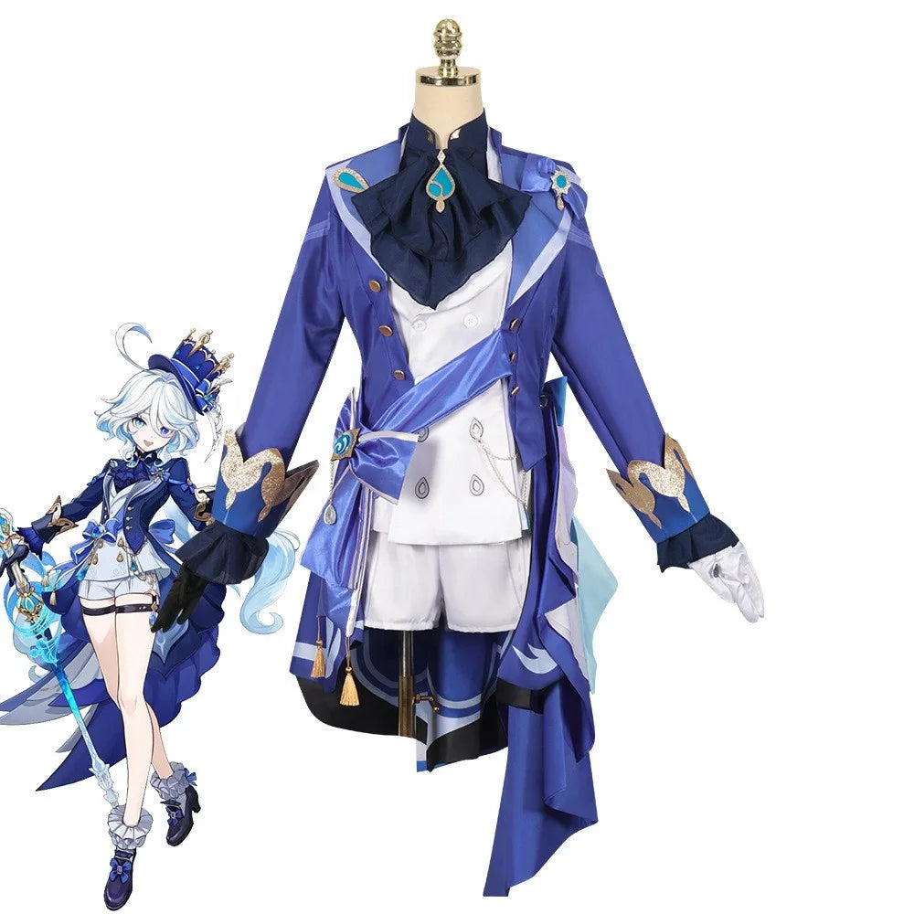 High Quality Wholesale Genshin Impact Focalors Cosplay Costume Uniform Cloth Halloween Furina Anime Cosplay Costume for Party