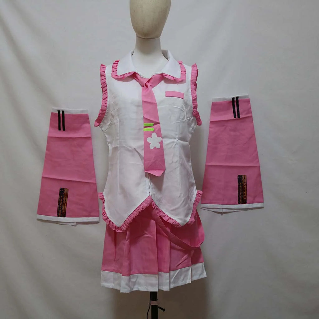 Halloween Full Set Anime Sakura Cherry Pink Miku Cosplay Costume for Women Girls IDOL-001