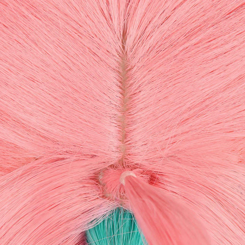 Wholesale Genshin Impact Cosplay 100cm Long Pink Blue Mixed Varesa Wig Synthetic Anime Hair Wig With Two Braids for Party