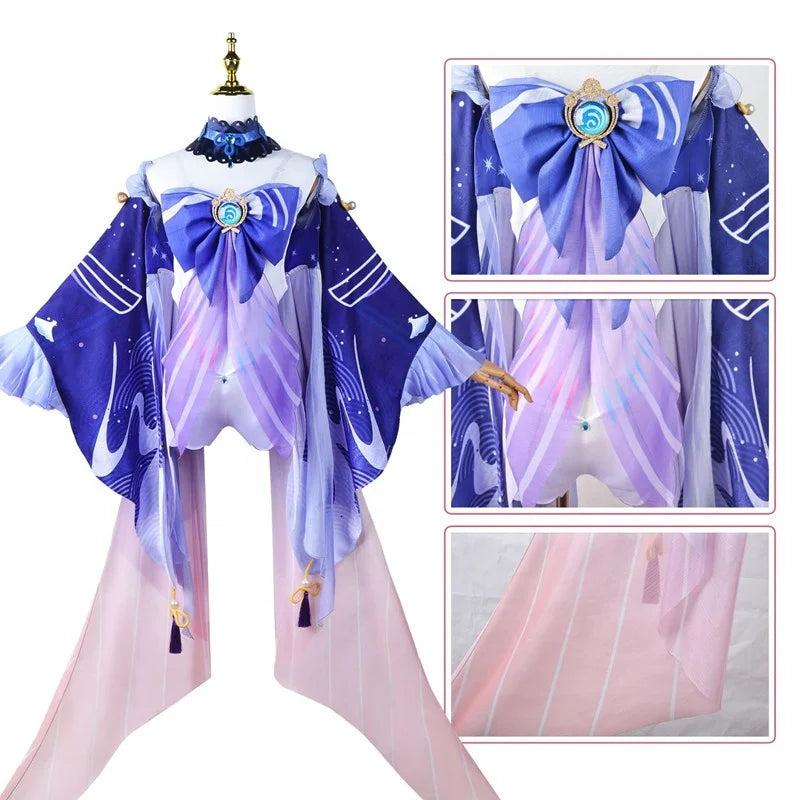 Wholesale Sangonomiya Kokomi Cosplay Costume Genshin Impact Anime Halloween Party Costume Kuwaii Lolita Dress for Girls