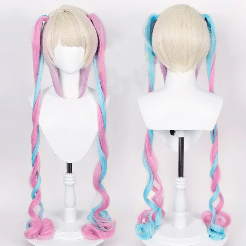 Wholesale Needy Girl Overdose KAngel Wig Cosplay With Ponytails 120cm Long Curly Multi Colors Lolita Kawaii Synthetic Hair Wig