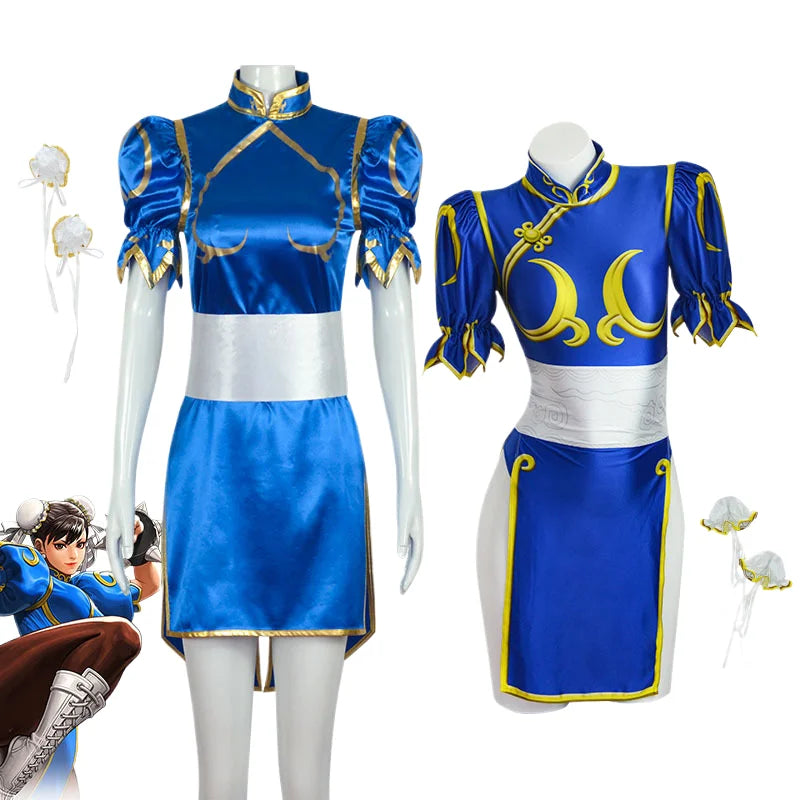 Cosplay Cheongsam Halloween Sexy Bracelet Headwear Chunli Costume Street Fighter Set