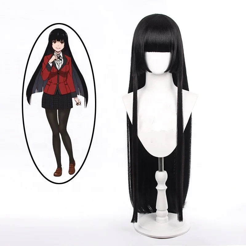 Wholesale Kakegurui Jabami Yumeko Wig Cosplay 100cm Long  Black Straight Synthetic Anime Halloween Party Cosplay Wig