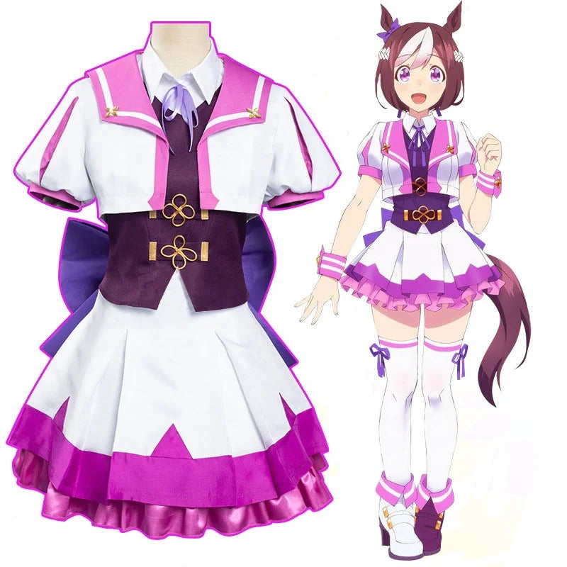 Wholesale Pretty Derby Costume High School Uniform Outfit Purple Sailor Lolita Dress Special Week Anime Cosplay Costumes