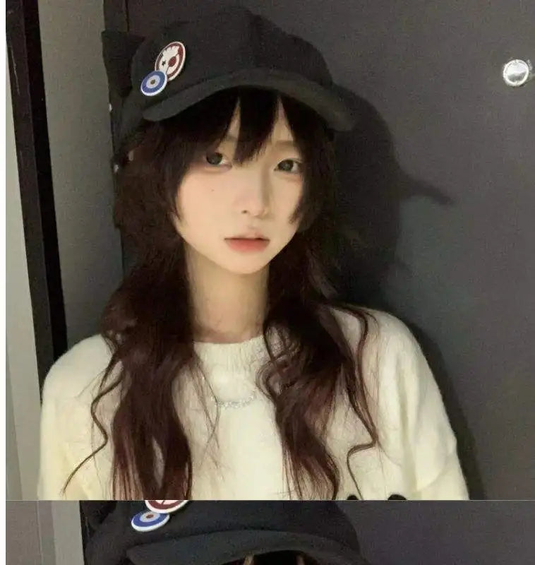 Asuka for Ear Baseball Cap Unisex Large Brim Sun Hat Neon Genesis Badge Anime Cosplay Embroidery Common UV Protection