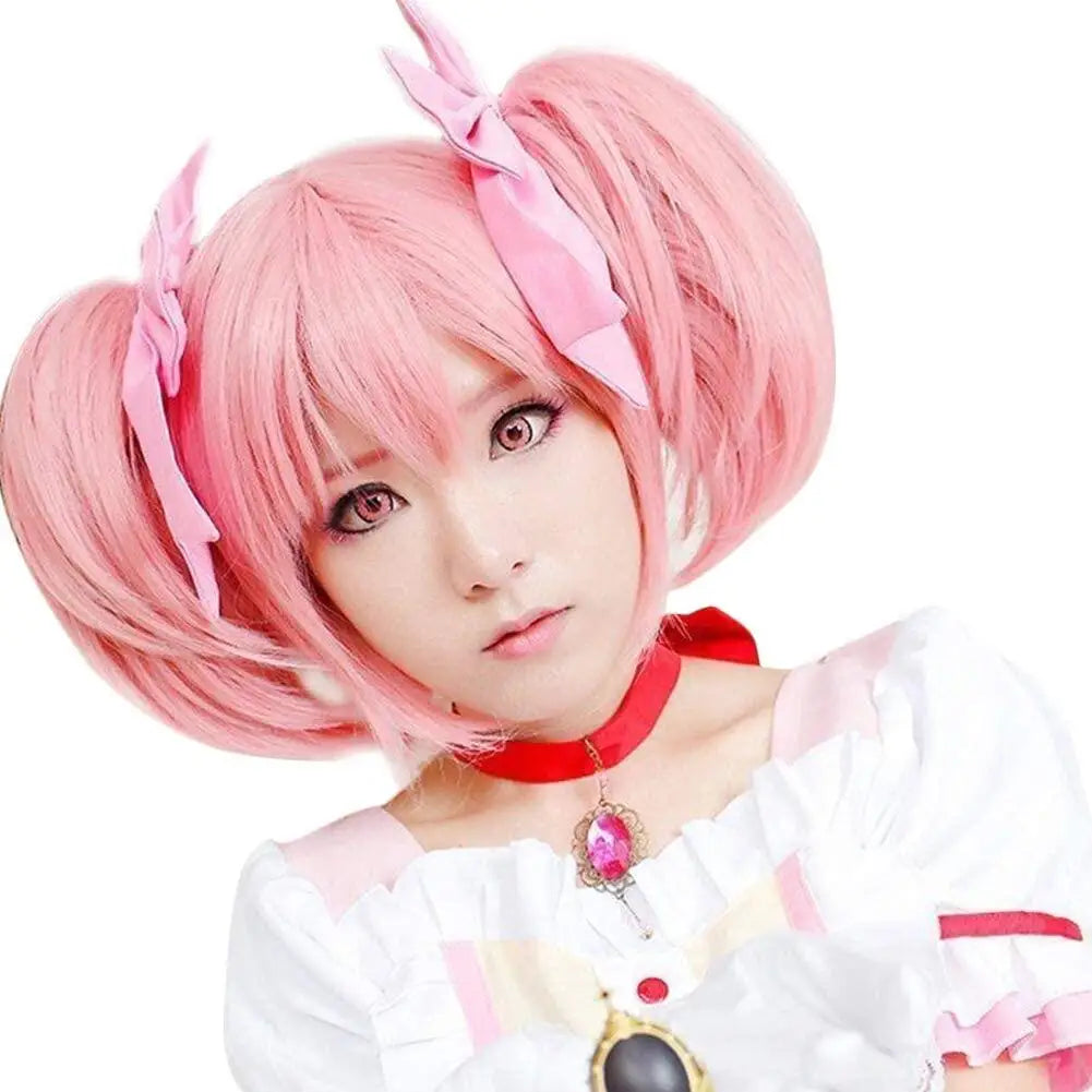 Ainizi Short pink Synthetic Heat Resistant Wigs Kaname Madoka Cosplay Wigs From Japanese Anime Madoka Magica