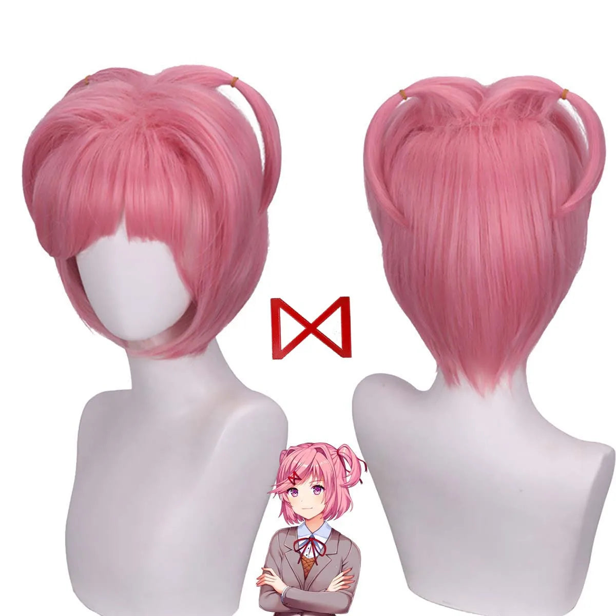 Game Doki Doki Literature Club Natsuki Pink Short Wigs for Woman GAHC-010