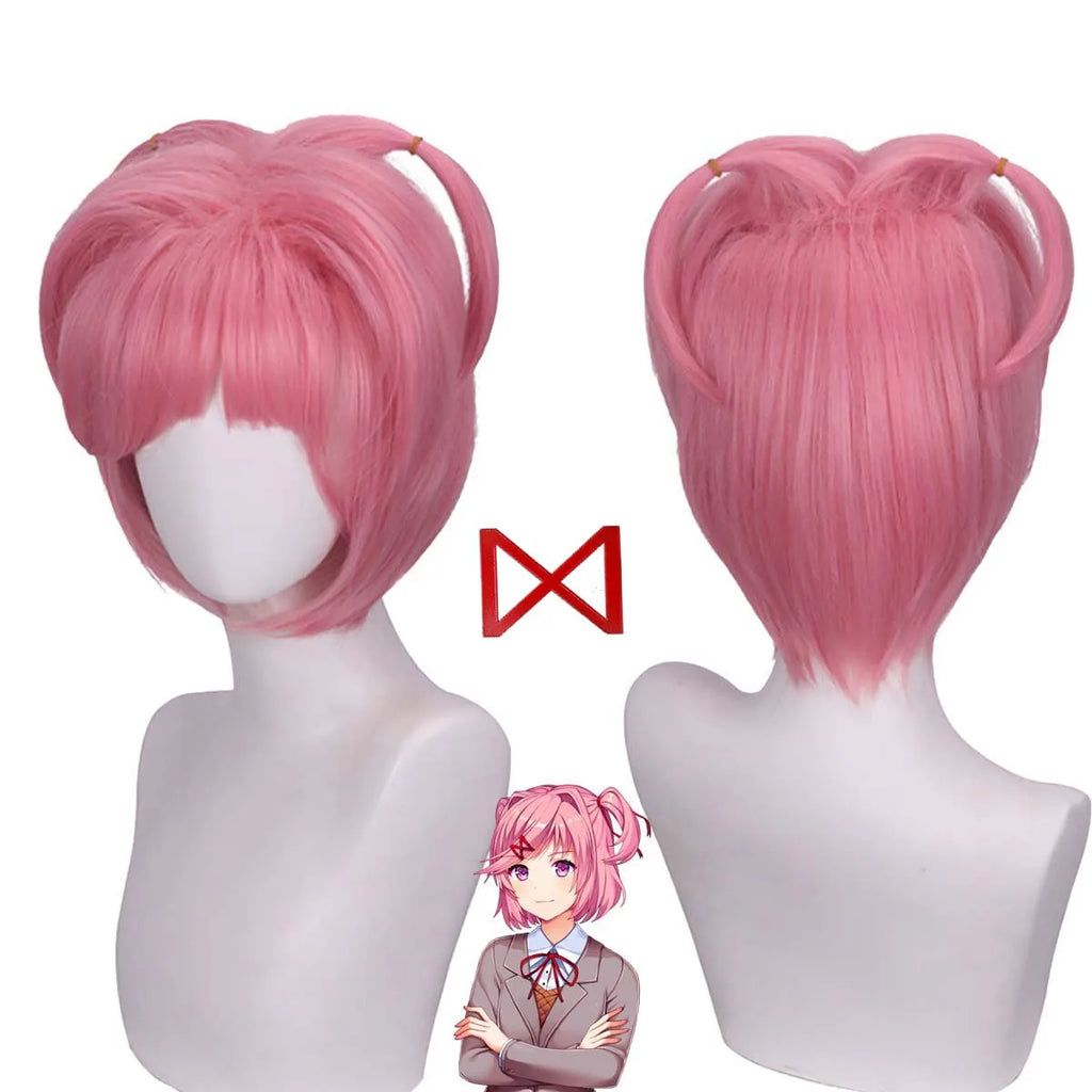 Game Doki Doki Literature Club Natsuki Pink Short Wigs for Woman GAHC-010