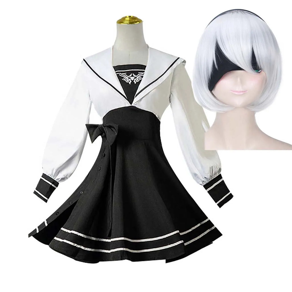 Game Nier Automata Yorha 2B Cosplay Costume School Uniform Suit GAHC-012