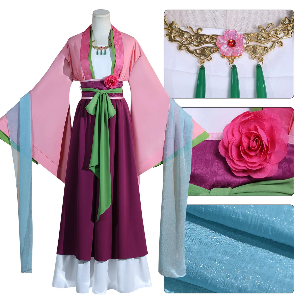 Ancient Hanfu Outfit Maomao Cosplay Costume  Anime Pink Dress Halloween Party for Women