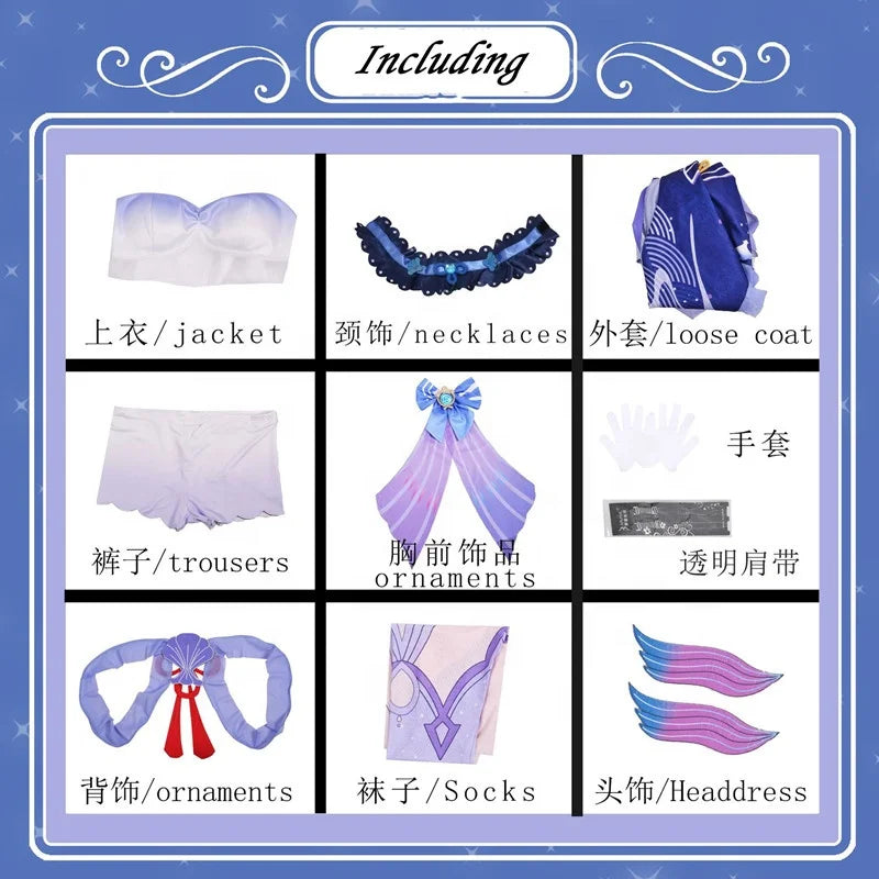Wholesale Sangonomiya Kokomi Cosplay Costume Genshin Impact Anime Halloween Party Costume Kuwaii Lolita Dress for Girls