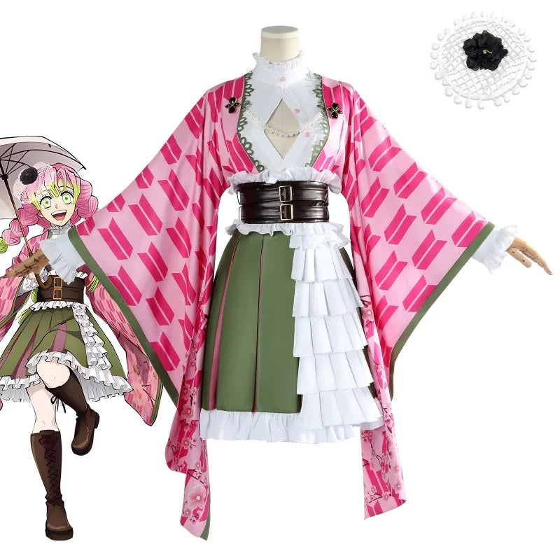 Wholesale Demon Slayer Anime High Quality Lolita Maid Uniform Outfit Halloween Party Kanroji Mitsuri Cosplay Costume