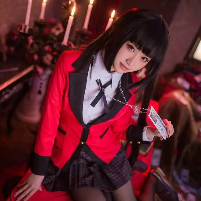 Ainizi Wholesale Black Long Straight Synthetic Kakegurui Series Role of Jabami Yumeko Japanese Anime Cosplay Wig for Girls