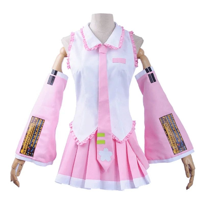 Wholesale Vocaloid Miku Cosplay Wig Costume Pink Blue Miku Anime Cosplay Outfits Halloween Party Lolita Skirt Costumes