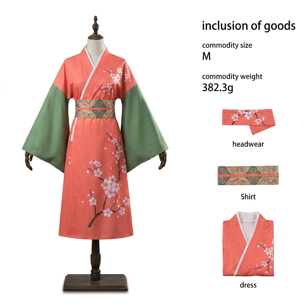 2026 Anime Style Printed Polyester Cosplay Costume Set Kimono Inspired Character Outfit Adults Stage Performance Wear