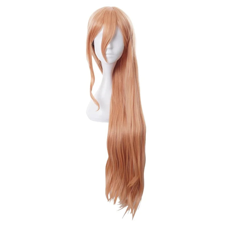Wholesale Chainsaw Man Anime Wig 90cm Long Dark Orange Power Wig Cosplay Synthetic Heat Resistant Hair Peluca