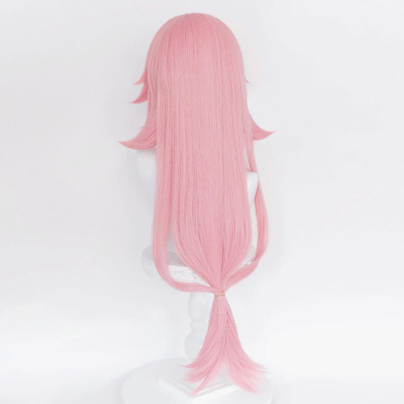 Wholesale 85cm Long Modern Curly Pink Genshin Impact Anime Yaemiko Wig Cosplay Synthetic Halloween Party Heat Resistant Hair Wig