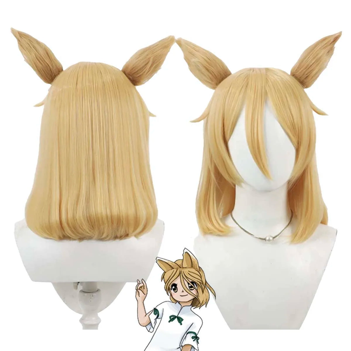 Women Game Touhou Project Cosplay Kudamaki Tsukasa Blonde Heat Resistant Hair Wig With Ear GAHC-070