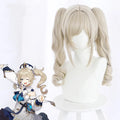 Wholesale 50cm Long Wave Light Blonde Genshin Impact Barbara Wig Cosplay Synthetic Anime Lolita Hair Wig With Two Ponytails