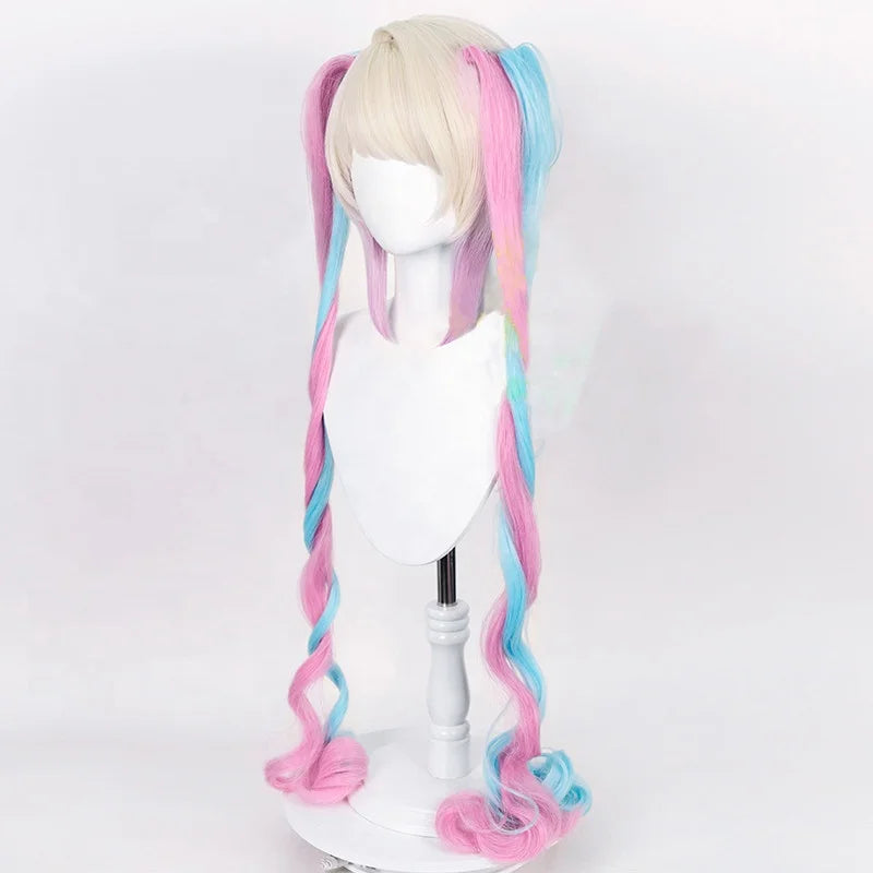 Wholesale Needy Girl Overdose KAngel Wig Cosplay With Ponytails 120cm Long Curly Multi Colors Lolita Kawaii Synthetic Hair Wig