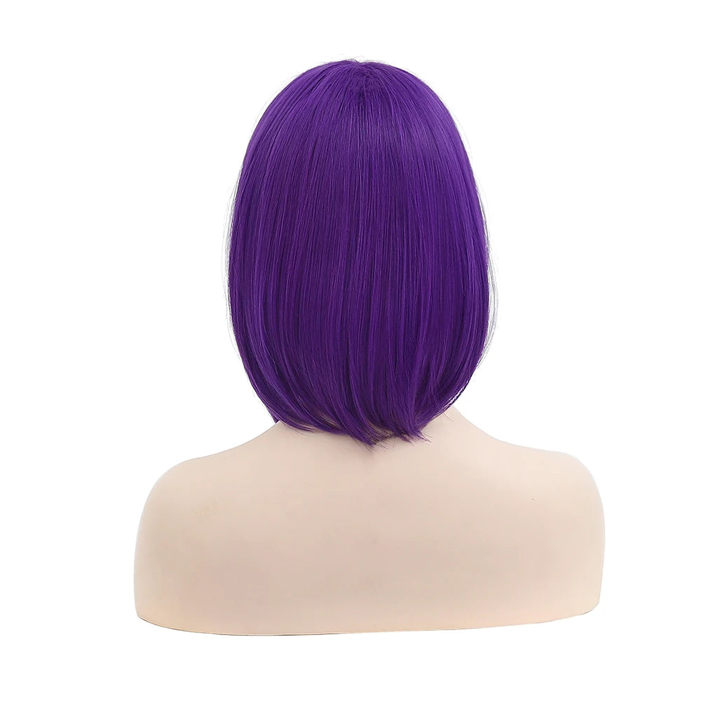 Ainizi Purple bob Middle Part Raven Cosplay Wig From New Teen Titans for Halloween