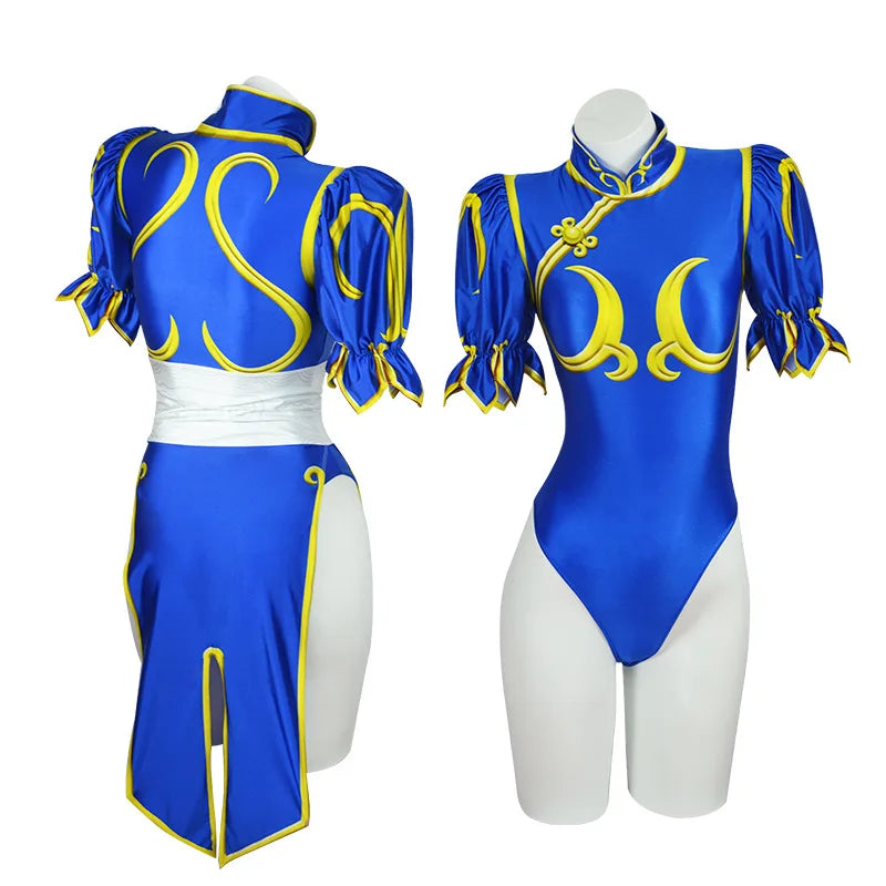 Cosplay Cheongsam Halloween Sexy Bracelet Headwear Chunli Costume Street Fighter Set