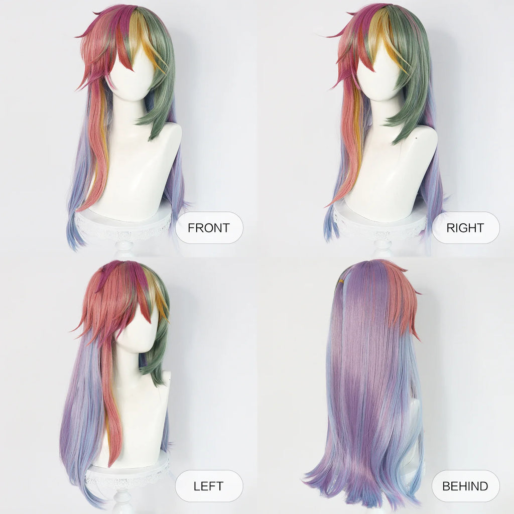 Wholesale Dash Cosplay Wigs Long Straight Color Mixed Synthetic Anime Halloween Party Vocaloid Cosplay Anime Ponytails Wigs