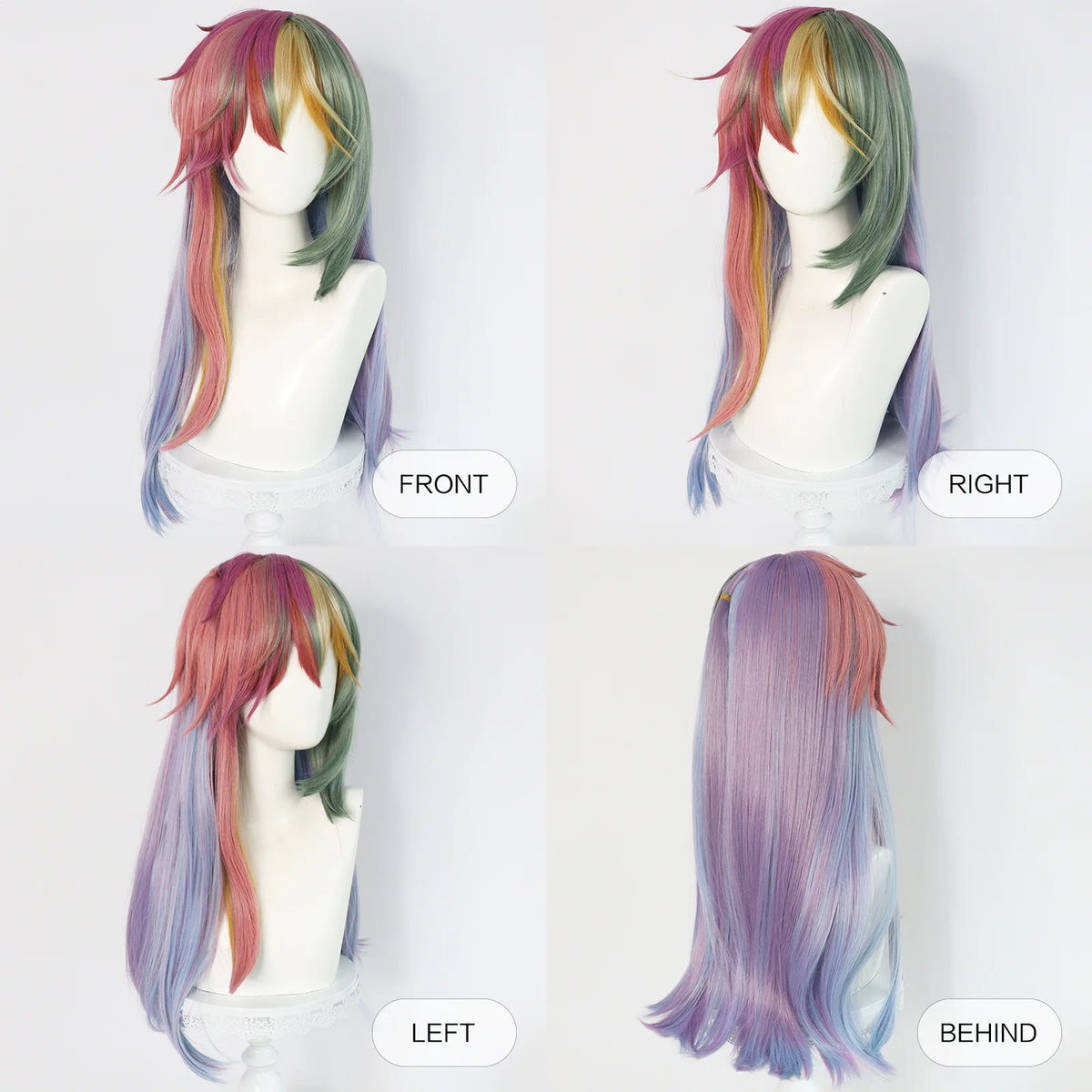Wholesale Dash Cosplay Wigs Long Straight Color Mixed Synthetic Anime Halloween Party Vocaloid Cosplay Anime Ponytails Wigs