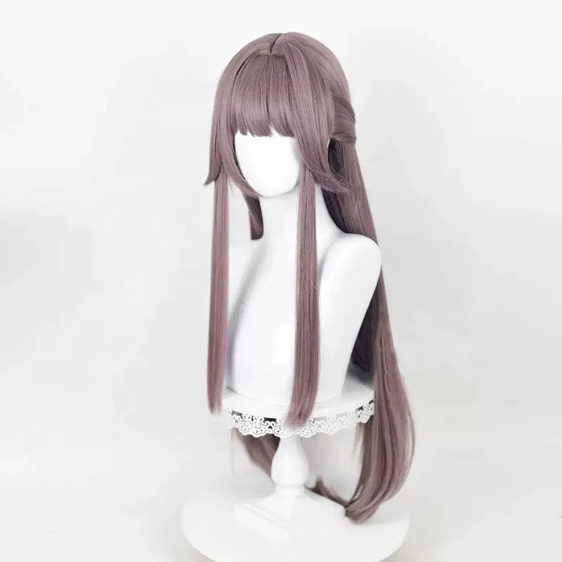 Wholesale 85cm Long Straight Taro Mixed Honkai Star Rail Game Herta Cosplay Wig Synthetic Anime Halloween Party Wig