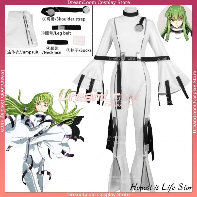 2025 Code Geass C.C. Cosplay Costume Anime Lelouch Of The Rebellion Jumpsuits Hangyaku No Queen Straitjacket Carnival Role Play