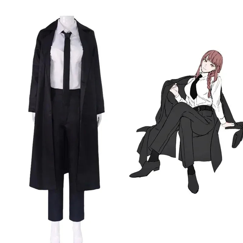 Anime Chainsaw Man Makima Cosplay Costume Wig Trench Shirt Tie Pants Makima Cosplay Suits Halloween Costumes for Women Men Adult