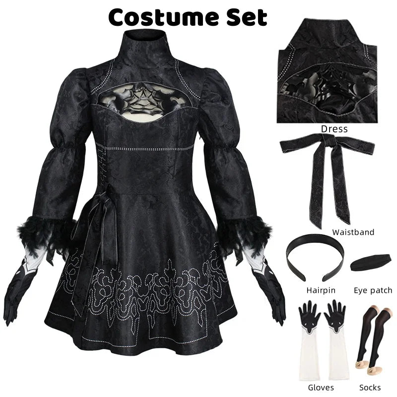 Nier Automata — 9S and 2B Cosplay Costume and Wig
