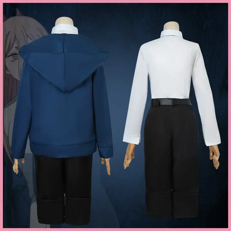 Power Cosplay Anime Power Cosplay Costume Wig Uniform Blue Jackets Pants Horn Halloween Carnival Costumes for Women Adult