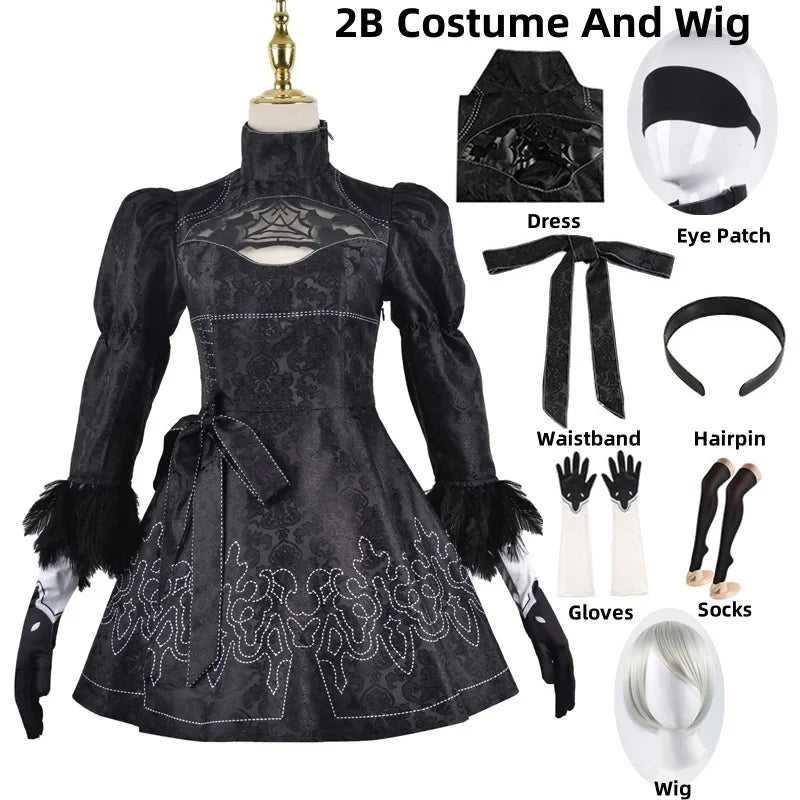 Nier Automata — 9S and 2B Cosplay Costume and Wig